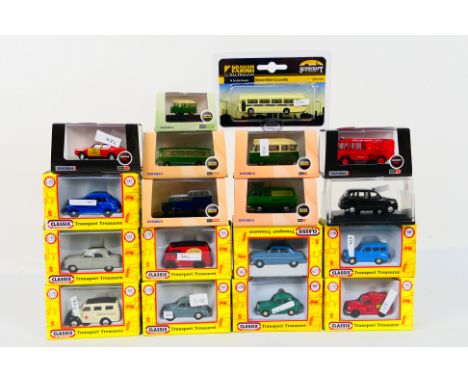 Oxford Automobile Company and Classix Transport Treasures - 18 diecast 1:76 scale model motor vehicles, various motor cars, c