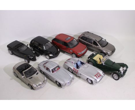 Maisto - Powco - Bburago - 8 x unboxed cars in 1:18 scale including Volvo XC90, Range Rover Sport, Mercedes Benz SLK, Mercede