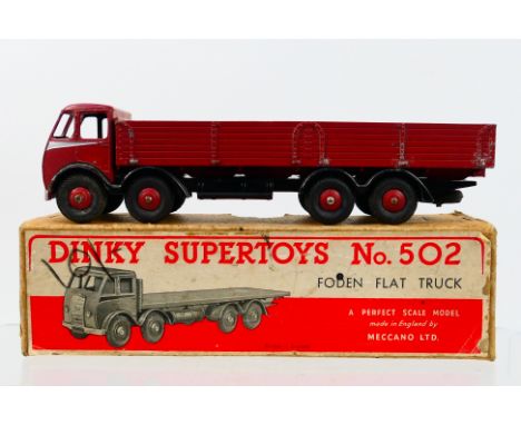Dinky Toys - A Dinky Toys #501 Foden Diesel 8-Wheeled Wagon in an unassociated #502 Foden Flat Truck box. The model with 1st 
