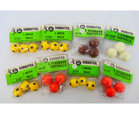 Subbuteo - 8 x unopened bags of vintage Subbuteo balls including standard and match balls in various colours. They appear in 