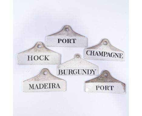 A set of 6 mid-19th century Wedgwood half-glazed ceramic wine cellar labels, width 14.5cm All in good original condition, one