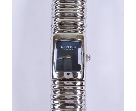 LINKS OF LONDON - a lady's stainless steel Sweetie quartz wristwatch, ref. 6080.0019, black mother-of-pearl dial with expandi