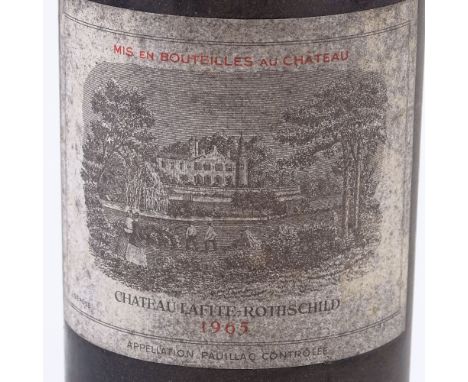 A bottle of Chateau Lafite Rothschild, Vintage 1965 Pauillac 