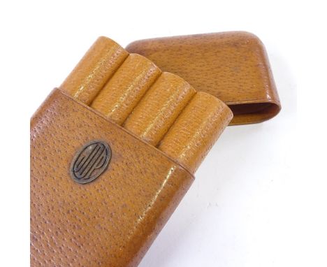 A Vintage leather-covered cigar case, 16cm x 8.5cmA few very light surface abrasions through normal use 