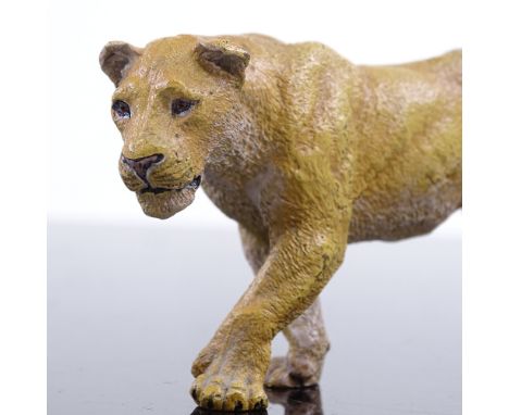 Austrian cold painted bronze figure of a lioness, no maker's marks, length 12cmVery good condition, a few very minor paint ru