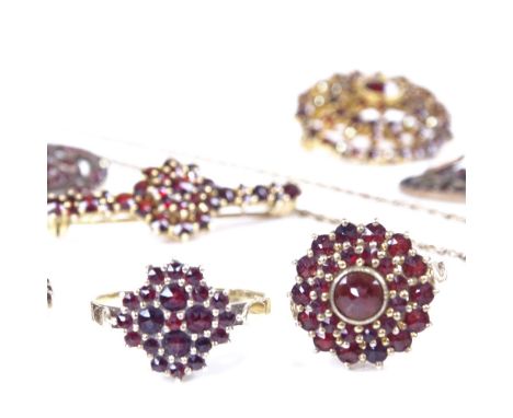 Various garnet jewellery, including pendents, rings, brooches etcLot sold as seen unless specific item(s) requested 