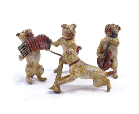 Austrian cold painted bronze miniature 4-piece dog band, largest height 4cm, one piece with impressed seal markNo damage or r