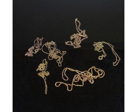 6 unmarked gold/yellow metal chain necklaces, 13.9g totalLot sold as seen unless specific item(s) are requested 