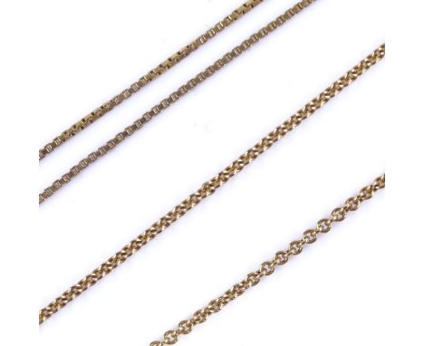 A 15ct gold belcher link chain necklace, 4.6g, and an Italian 14ct gold box link chain necklace, 3.6g, both length 46cm (2)Bo