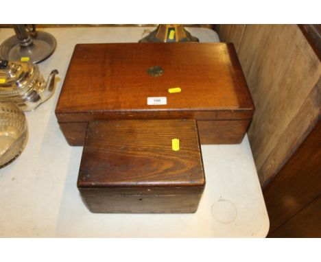 A Victorian mahogany writing box and a stained pine trinket box
