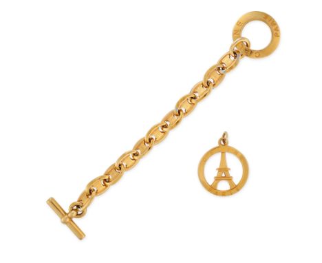 NO RESERVE CELINE GOLD PLATED BRACELET WITH EIFFEL TOWER CHARMGold plated metal bracelet with Macadam engraved links, a Celin