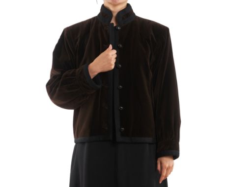 NO RESERVE SAINT LAURENT VINTAGE VELVET JACKETCondition grade B+.Size 34. 102cm chest, 60cm length. Circa 1970's. Brown velve