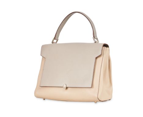 NO RESERVE ANYA HINDMARCH BATHURST BAGCondition grade B-.Bicolour beige and grey leather exterior with dome closures at sides