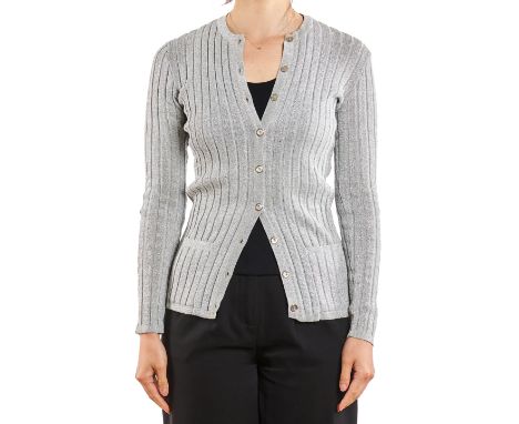 NO RESERVE SAINT LAURENT VINTAGE METALLIC CARDIGANCondition grade C+.Size 44. 66cm chest (stretchy), 63cm length. Circa early