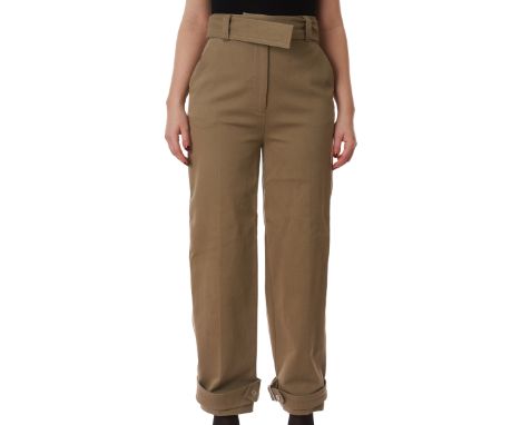 NO RESERVE ALEXANDER MCQUEEN BEIGE TROUSERS WITH BUCKLESCondition grade A-.Sample item. Size 38. 72cm waist, 104cm length. Be
