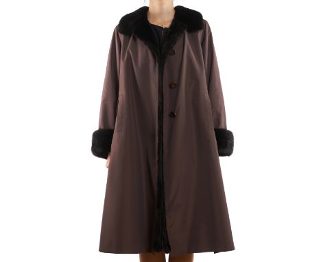 NO RESERVE G.R FISCHELIS VINTAGE BROWN COAT WITH FUR ACCENTSCondition grade B.No size label, approximate size UK 10. 122cm ch