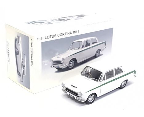 AutoArt Millennium, 1:18 Scale, Lotus Cortina MK I, boxed. &nbsp;Although unchecked for completeness condition generally appe