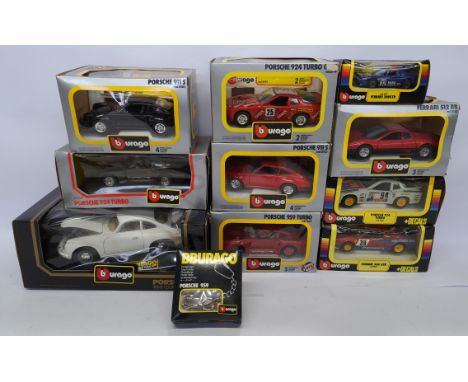 Bburago, a boxed Group of Mixed Scale Commercial Vehicles. Includes 0102 Porsche 911 S with others. Although unchecked for co