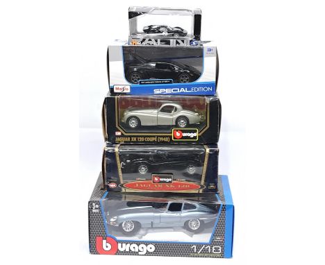 Bburago, Maisto &amp; Solido, a boxed Car group. &nbsp;Includes Jaguar E-Type Coupe, Lamborghini Gallardo LP 560-4 &amp; Jagu