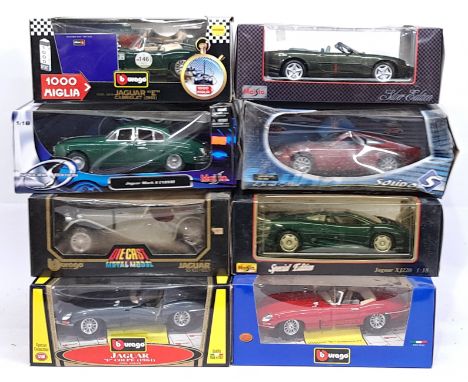 Maisto, Bburago &amp; Solido, 1:18 Scale, a boxed Jaguar Car group. &nbsp;Although unchecked for completeness condition gener
