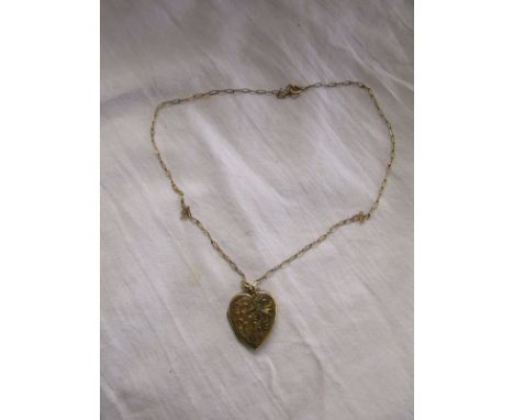 Gold heart locket & chain