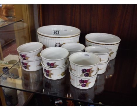 Collection of Royal Worcester 'Evesham' ramekins, etc