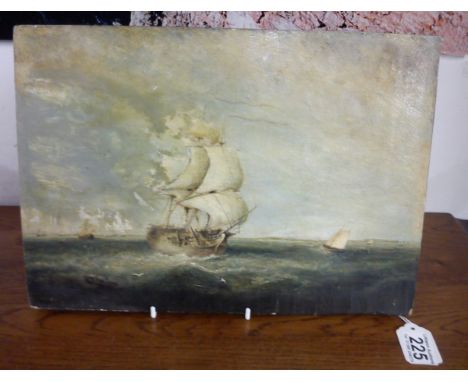 Small 19C oil on panel - Man o War signed bottom left R Stokle