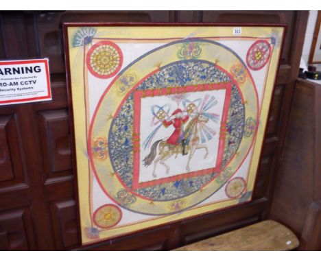 Hermes silk scarf in frame