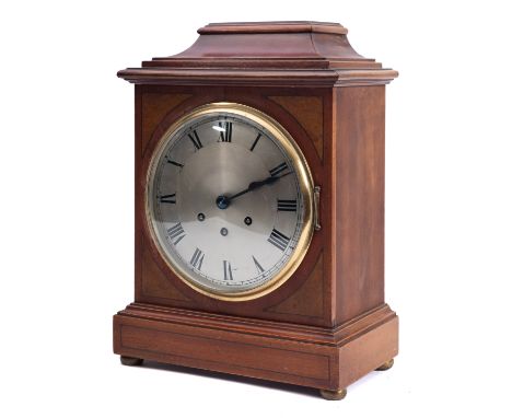 Gustav Becker, Freiburg, a chiming mahogany mantel clock the eight-day duration movement chiming the quarters and hours on fi