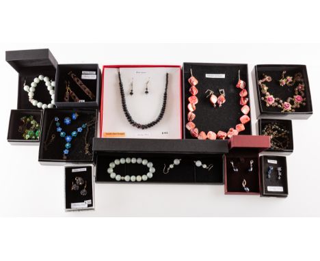 A mixed collection of costume and silver jewellery, including various pairs of earrings, some handmade, all for pierced ears;