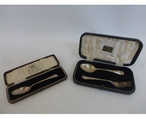 A cased silver teaspoon in original Kemp Brothers, Bristol case, maker - John Round and Son, Sheffield 1890. Also a cased sil