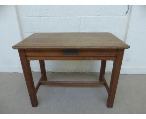 Tabernacle U.R.C. Chippenham, a light oak Arts and Crafts ecclesiastical jointed side/altar table with memorial plaque, "To t