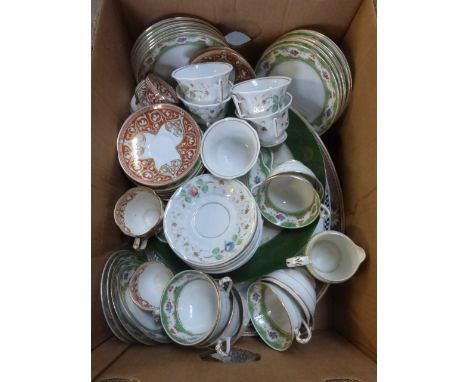 Three Copeland cups and saucers circa 1851, five early 19th Century cups with six saucers, A Foley China, E. Brian & Co. part
