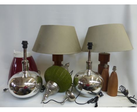 An assortment of table lamps including a contemporary Moroccan style suspended ceiling lamp.