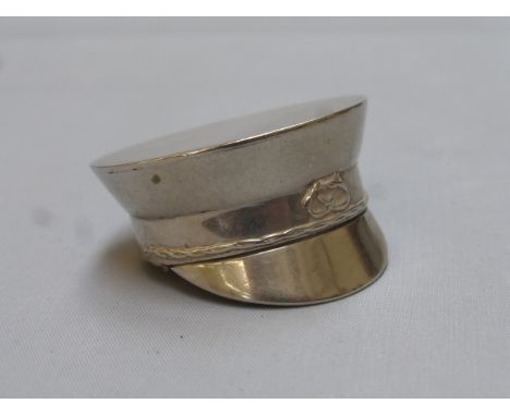 A snuff box in the form of a WWI military peaked hat.