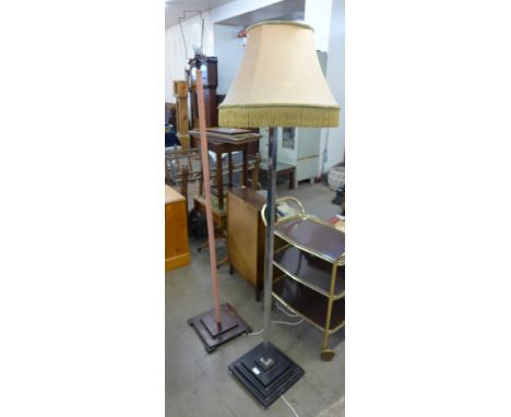 An Art Deco stye chrome standard lamp and one other 