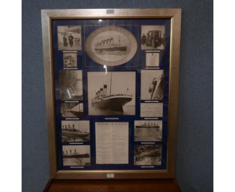 A Titanic 'History of Events' print, framed 