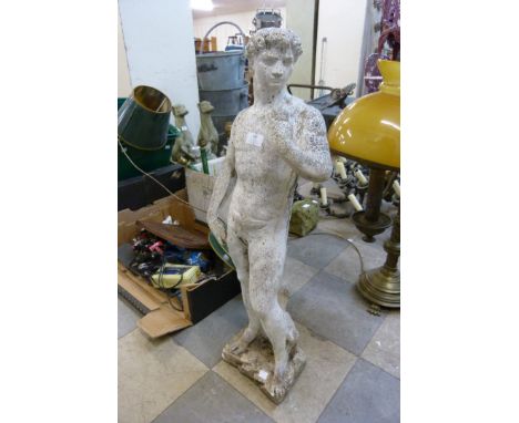 A painted reconstituted stone garden figure of David 