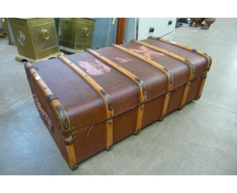 An early 20th Century banded steamer trunk 