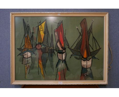 A vintage print of yachts on canvas 