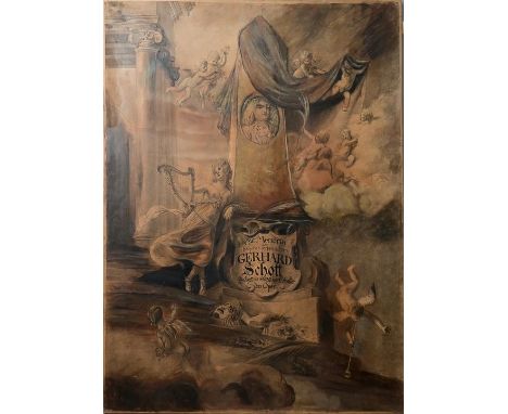 Speckter, Hans (1848 Hamburg - 1888 Lübeck)Entwurf für die Feierlichkeiten zum 200jährigen Jubiläum der Oper Hamburg. Tuschla