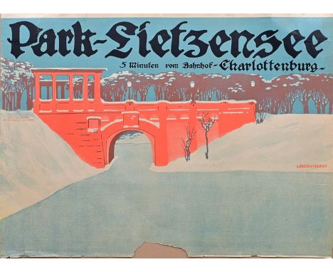 Lindenstaedt, Hans (1874 - 1928)Plakat "Park-Lietzensee". Farblithografie, um 1900/05. Gedruckt bei Curt Behrends &amp; Co., 