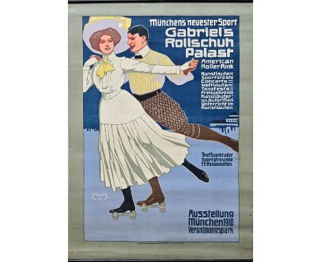 Moos, Carl (1878 München - 1959 Zürich)Plakat "Gabriel's Rollschuh Palast". Farblithografie, 1910. Unten links im Stein signi