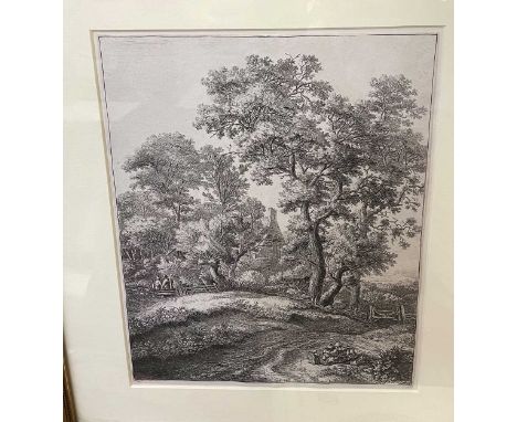 Collection of four engravings Hedging and Ditching from Liber Studiorum by J.M.W. Turner, sepia etching with aquatint, 21 x 2