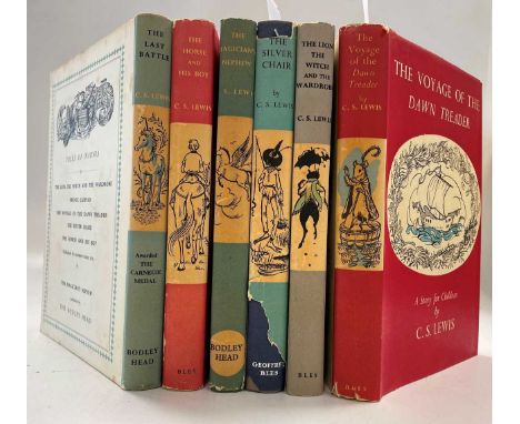 LEWIS (C S) Tales of Narnia, 6 vols. in dust jackets, mostly 3rd and 4th impressions, top edges dust stained and spotted: The