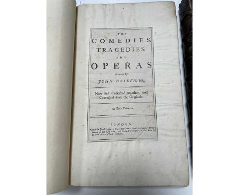 DRYDEN (John) The Comedies, Tragedies and Operas, 2 vols. 1701, tall folio, 1st collected edition, vol. I title and first lea