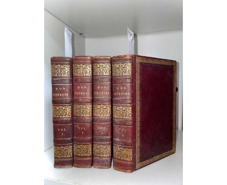 Binding. CERVANTES. The Life and Adventures of Don Quixote de la Mancha, in 4 vols., London 1820, 12mo, illustrations by R We