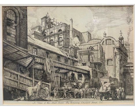 Francis Sydney Unwin (1885-1925) ‘A View of the Malt Tower, The Brewery, Chiswell Street, E.C.’,etching, signed in the plate,