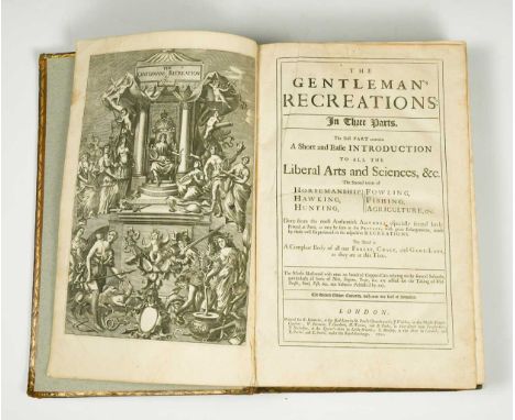 BLOME (Richard) The Gentleman's Recreations, in Three Parts, 2nd edition corrected, 1710, folio, engraved title (trimmed and 