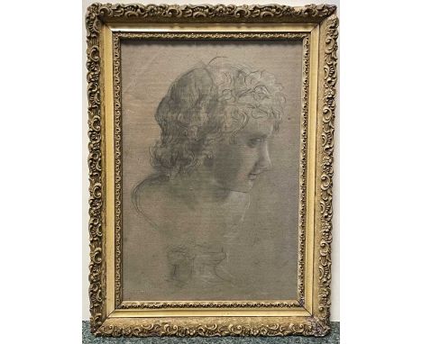 English School (18th-19th century) Portrait study of a young man's head, taken from an antique sculpture,pencil drawing with 